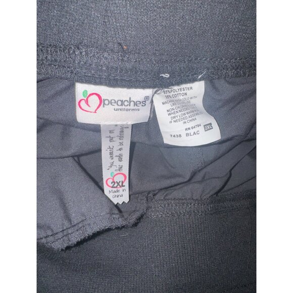 Peaches Uniforms Womens Black Cargo Scrub Pants 2XL Polyester/Cotton Blend - Picture 2 of 5